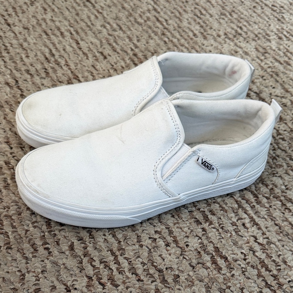 Vans Kids Classic White Slip-On Sneakers size 4